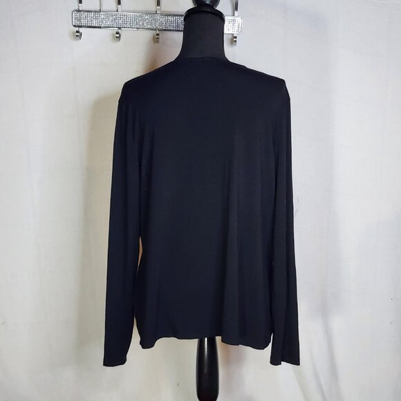 Chico's Black Rayon Span LS Neveah Scoop Neck Soft Top Chico Size 3 US XL 16 - Picture 10 of 16